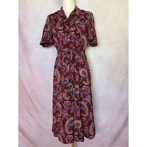 Vintage Paisley Dress 80s does 50s